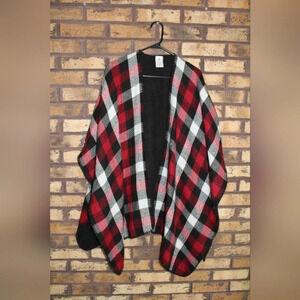 Woolrich plaid reversible poncho sweater